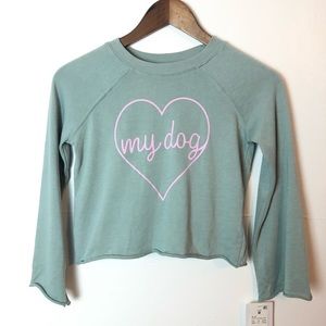 Harper & Elliott Girls' 'Love My Dog' Pullover Sweatshirt Long Sleeve M Green